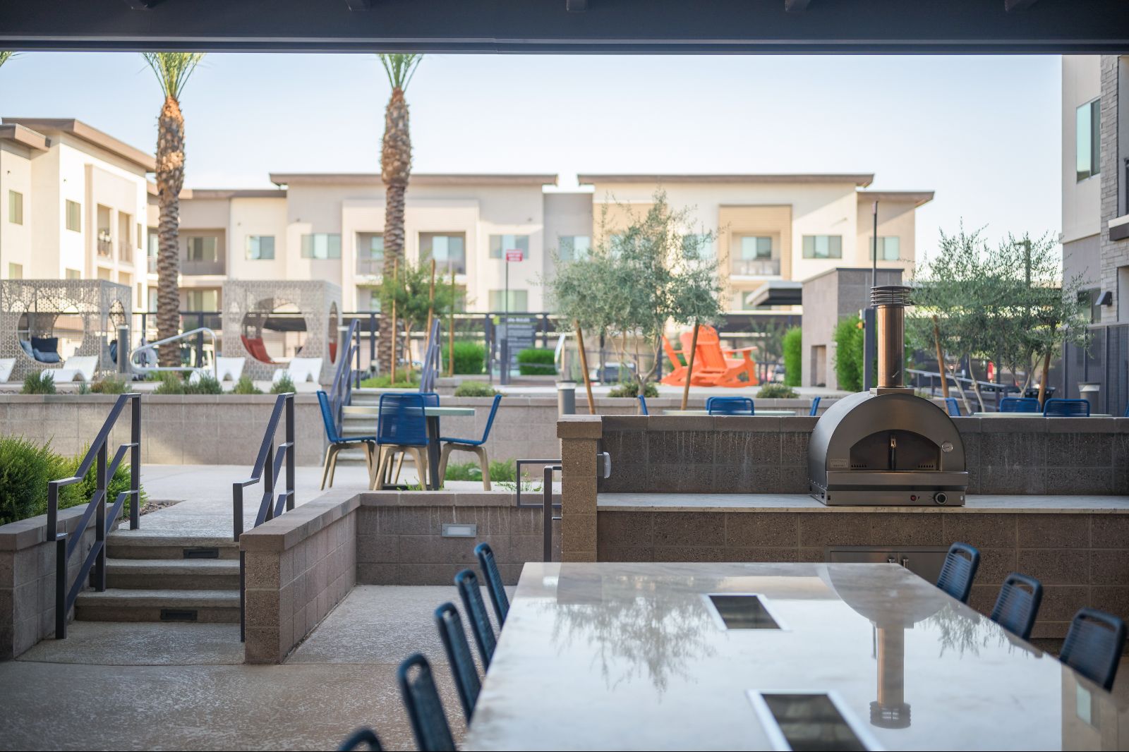 Sleek Grilling Area with Pizza Oven