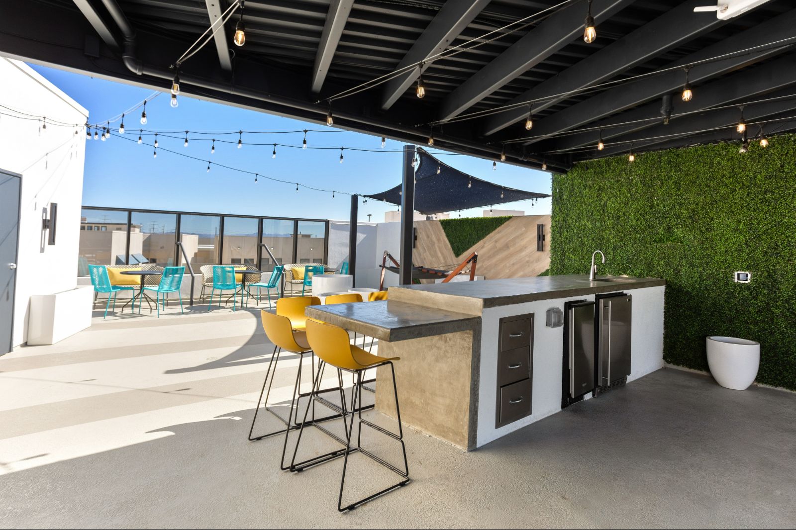Outdoor Deck and Bar Area with Views of Downtown Tempe