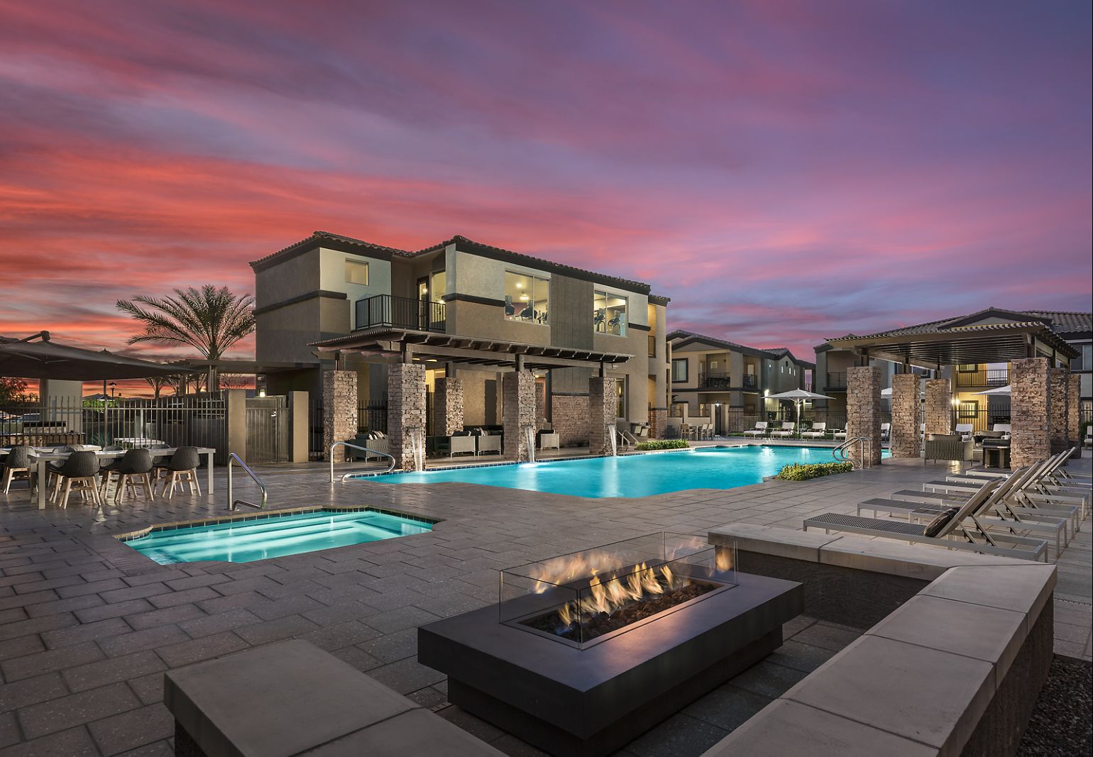Resort-Style Pool with Firepit